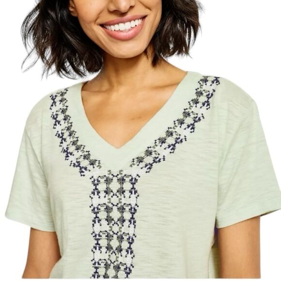 Orvis Embroidered Vintage Inspired Tee Sage Green Relax Boxy Cotton Modal SZ XL - Picture 1 of 15
